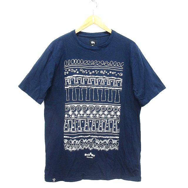 ステューシー Stussy Tシャツ プルオーバー カットソー 半袖 イラスト プリント ネイビー L Hm190408 メンズ 015 901903210012 ベクトルパーク