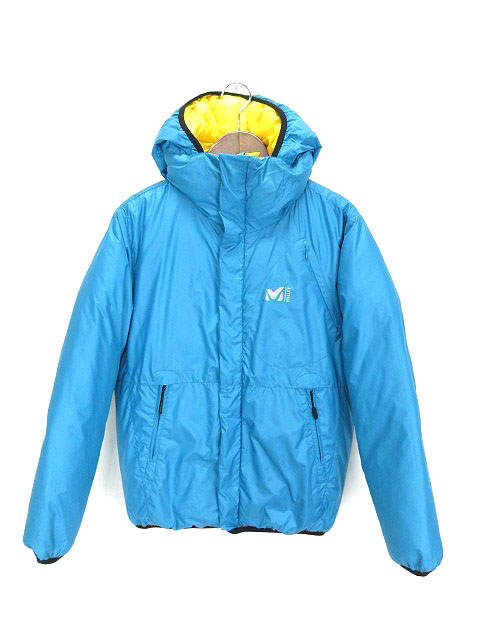 MILLET ミレー リバーシブルダウンジャケット ネイビー×イエロー サイズM 冬 防寒 アウター メンズ アウトドア キャンプ 登山【Y047】