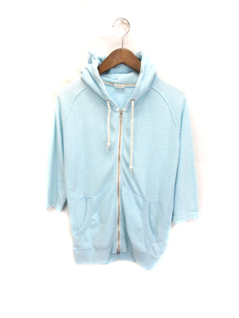 グリーンレーベルリラクシング ユナイテッドアローズ Green Label Relaxing パーカー 七分袖 ジップアップ パイル 水色 S i メンズ 016 ベクトルパーク