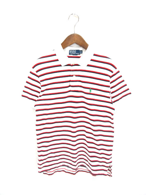 ポロ ラルフローレン Polo Ralph Lauren ポロシャツ 半袖 ボーダー 鹿の子 白 赤 M i メンズ 016 ベクトルパーク