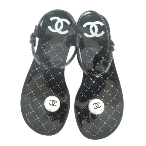 CHANEL ロゴ ラバー フラットサンダル シャネル CHANEL ラバーサンダル フラット ココマーク