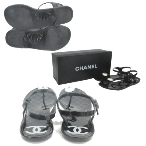 CHANEL ロゴ ラバー フラットサンダル シャネル CHANEL ラバーサンダル フラット ココマーク