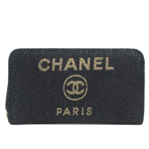 未使用品 シャネル CHANEL ドーヴィル 長財布 ミディアム ジップ 
