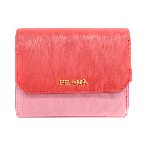 PRADA 三つ折り財布 レッド ピンク （PRADA（プラダ