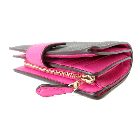 コーチ COACH ラグジュアリー シグネチャー PVC レザー ミディアム コーナー ジップ ウォレット 二つ折り 財布 F54023 ブラウン ピンク 200407Y レディース