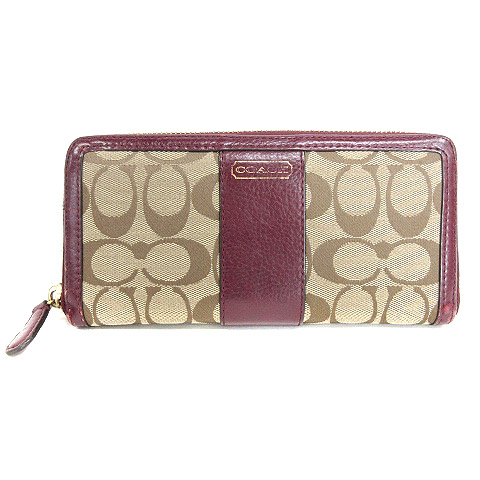 コーチ COACH シグネチャー ストライプ 長財布 ラウンドファスナー 