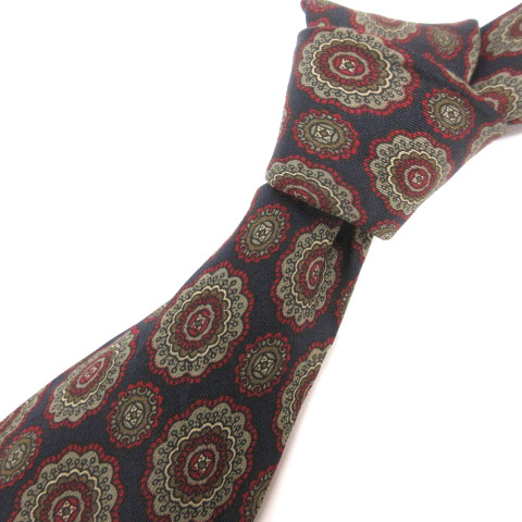 フェンディ Fendi ネクタイ レギュラータイ 総柄 シルク100 紺 ネイビー スーツ 小物 メンズ 016 ベクトルパーク