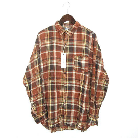 未使用品 ホワイトライン White Line Wls 3602 チェック シャツ 長袖 48 ブラウン 1029e メンズ 016 ベクトルパーク