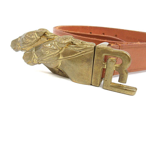 Ralph Lauren レザー ベルト ブラウン ホースシューバックル ホースシューバックル レザー ベルト（ベルト）｜POLO RALPH