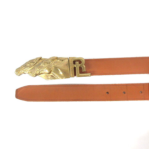 Ralph Lauren レザー ベルト ブラウン ホースシューバックル