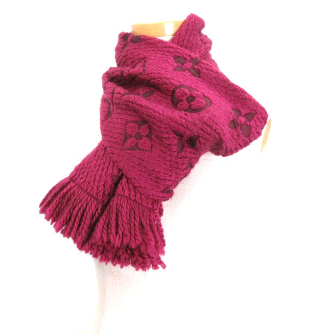 ルイヴィトン エシャルプロゴマニア マフラー レッドパープル 赤紫色