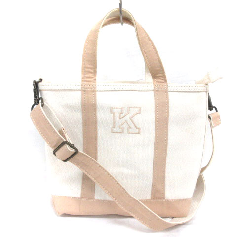 エルエルビーン L L Bean トートバッグ ショルダーバッグ 2way キャンバス K刺繍 アイボリー ベージュ レディース 016 ベクトルパーク