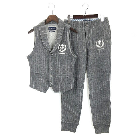 ハイドロゲン Hydrogen セットアップ ニット ベスト パンツ ストライプ グレー S 1112e メンズ 016 ベクトルパーク