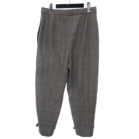 ステラマッカートニー Stella Mccartney グレンチェック パンツ ウール ハイウエスト ワイド 大きいサイズ 42 グレー Ibs レディース 016 ベクトルパーク