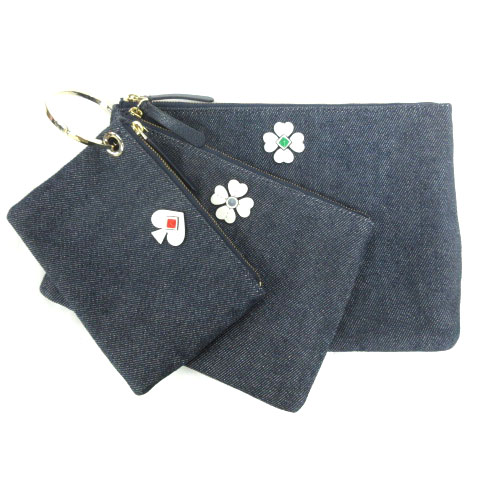 ケイトスペード Kate Spade 3連 セット デニム ポーチ クローバー スペード Wlru5330 インディゴ レディース 016 ベクトルパーク