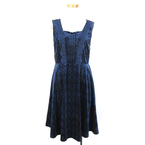 アクシーズファム Axes Femme エンボスベロアチュニ ワンピース ノースリーブ ダークブルー M e Oim レディース 016 ベクトルパーク
