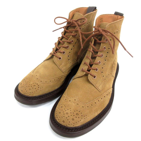 トリッカーズ Tricker S ウイングチップ スエード カントリーブーツ レザー 7 ベージュ 靴 メンズ 016 ベクトルパーク