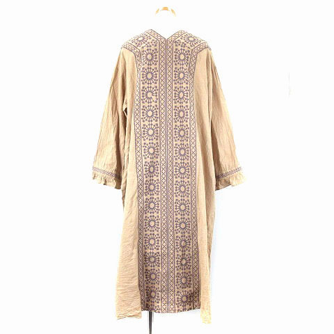 アールエヌエーエヌ Rna N D1534 モロッコ風 クロスステッチ ワンピース 長袖 ベージュ M e レディース 016 ベクトルパーク
