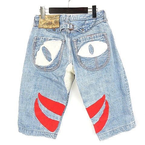 エヴィス EVISU YAMANE ヤマネ 顔ジーンズ デニム ハーフ パンツ  