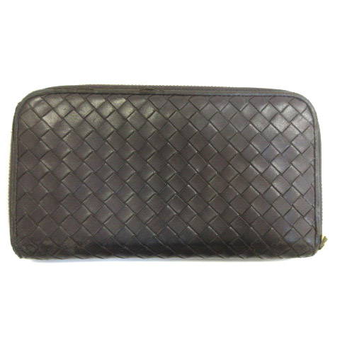 ボッテガヴェネタ Bottega Veneta 長財布 イントレチャート ラウンドファスナー レザー 茶 ブラウン Rrr メンズ 016 ベクトルパーク