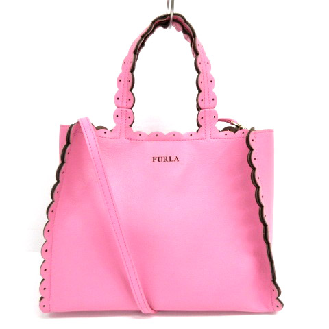 フルラ FURLA スカラップ メルレット ハンドバッグ ショルダー ピンク