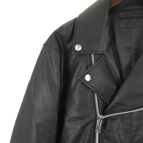 ユニクロ Uniqlo ライダース ジャケット ダブル フェイクレザー 中綿 無地 L 黒 ブラック Oim メンズ 016 ベクトルパーク