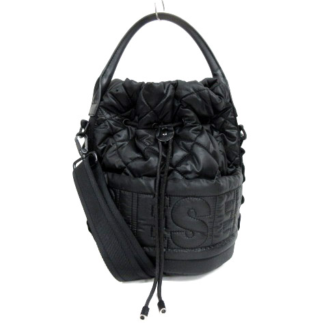 ディーゼル DIESEL キルティング 2WAY ショルダーバッグ 巾着 ブラック 