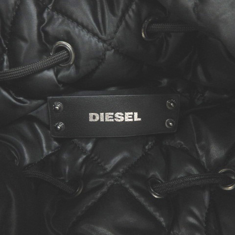 ディーゼル 2way 巾着 ショルダー ハンド バッグ ロゴ キルティング 黒