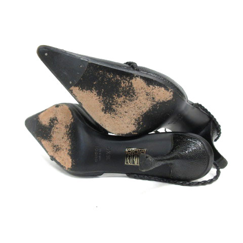 グッチ GUCCI クロコ型押し パンプス ポインテッドトゥ レザー 36.5 