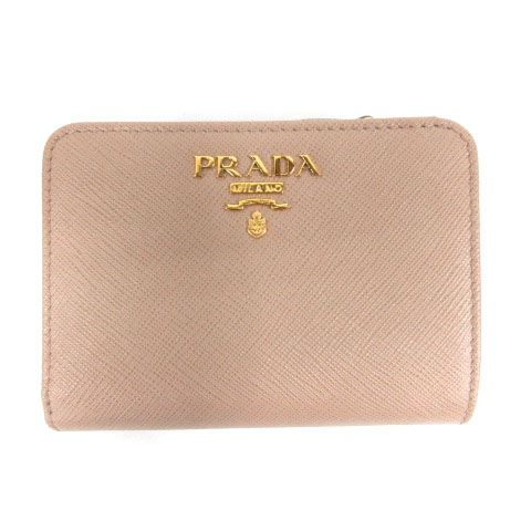 プラダ Prada サフィアーノ コンパクト ウォレット 二つ折り 財布 Cipria 1ml018 ピンクベージュ レディース 016 ベクトルパーク