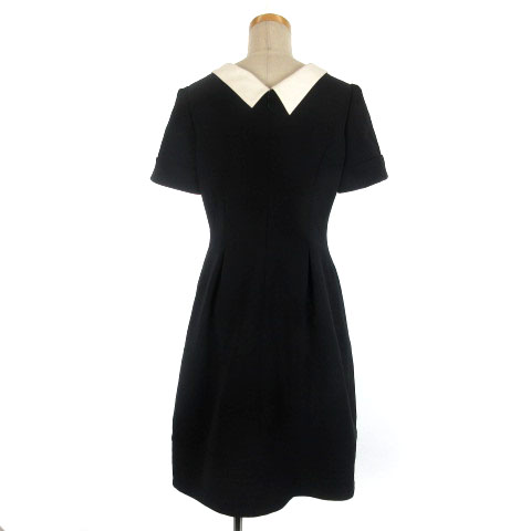 ルネ Rene Basic 19年製 襟付き ワンピース 半袖 膝丈 36 ブラック Ecr12 レディース 016 ベクトルパーク