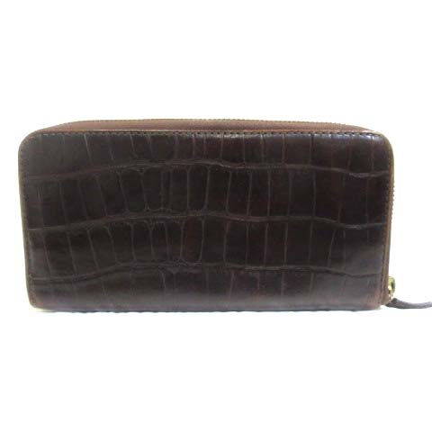 フェリージ Felisi 125 ロング ウォレット 長財布 レザー 型押し ラウンドファスナー ダークブラウン メンズ レディース 016 ベクトルパーク