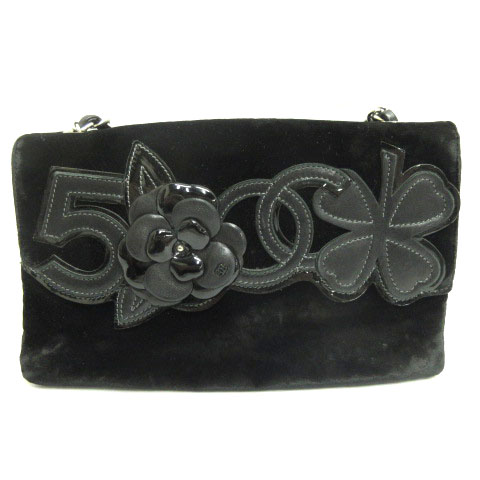 シャネル CHANEL カメリア No.5 シルバーチェーン ショルダー バッグ 