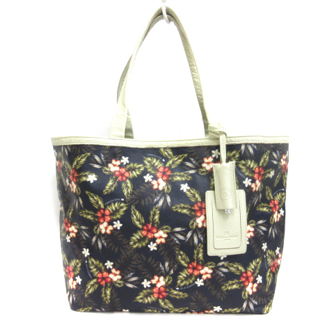 ペッレモルビダ Pelle Morbida レオン Leon 別注 リバーシブル トートバッグ 花柄 トロピカル柄 ポーチ付き レザー 紺 ネイビー アイボリー 鞄 メンズ 016 ベクトルパーク