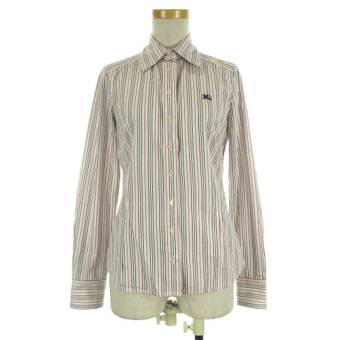 BURBERRY BLUE LABEL ストライプブラウス 38 BURBERRY BLUE LABEL ブラウス ストライプ 38 ホース刺繡