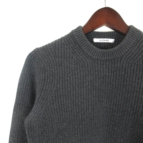 スローン Sloane Sl2w011 5gメリノウール 畦編み クルーネック ニット セーター 長袖 無地 2 グレー メンズ レディース 016 ベクトルパーク