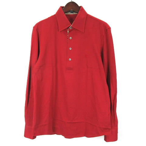 バーバリー ロンドン BURBERRY LONDON ポロシャツ 長袖 レッド L 