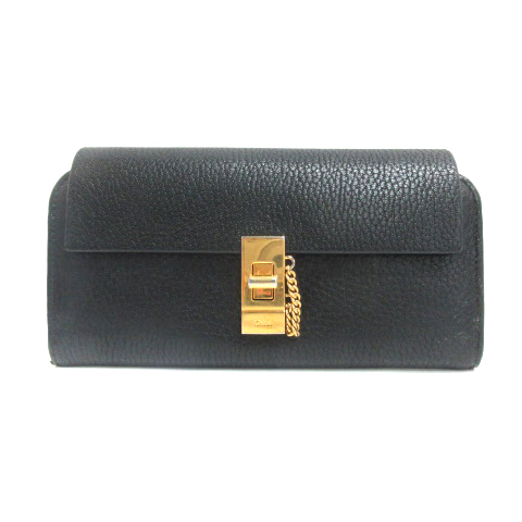 クロエ CHLOE ロングウォレット 長財布 レザー ゴールド金具 黒 