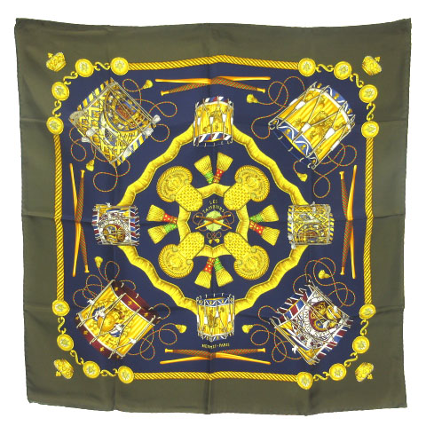 エルメス HERMES LES TAMBOURS カレ90 タンブールの太鼓 シルク 大判