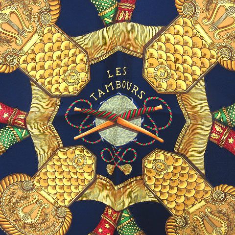 エルメス HERMES LES TAMBOURS カレ90 タンブールの太鼓 シルク 大判