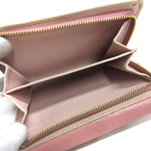 ミュウミュウ miumiu 二つ折り 財布 レザー バイカラー リボン