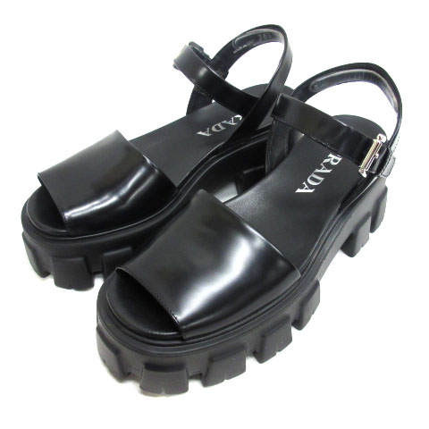 プラダ PRADA モノリス ブラッシュドレザー スポーツ サンダル 