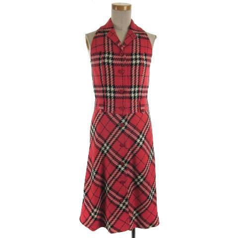 BURBERRY BLUE LABEL ワンピース チェック リネン混 バーバリーブルー