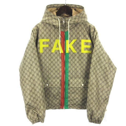 グッチ GUCCI FAKE NOT GGナイロン フード ジャケット ブルゾン ライン 