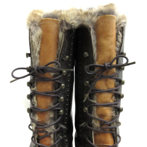 中古】NUMBER(N)INE ジョージ期 ラビットファーブーツ 9 ブラウン  