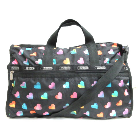 レスポートサック LesportSAC ハート柄 ボストンバッグ ブラック系 