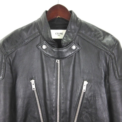 セリーヌ CELINE 19AW シングル ライダース ジャケット ラムレザー 44 