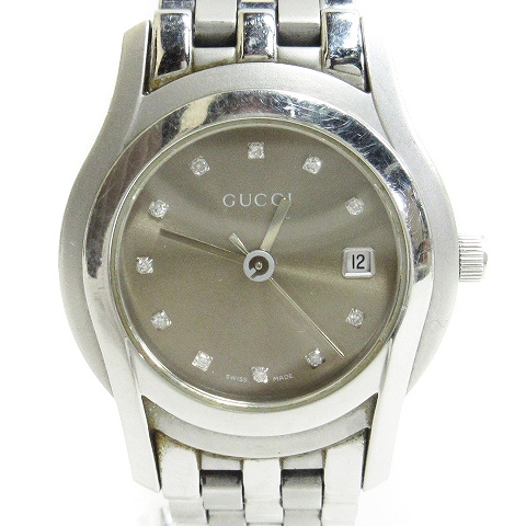 グッチ GUCCI 腕時計 アナログ クオーツ デイト 5500L シルバーカラー  