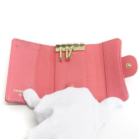 シャネル CHANEL キーケース 4連 マトラッセ ココマーク キャビア 