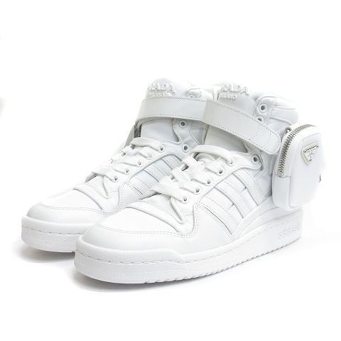 未使用品 プラダ PRADA Re-Nylon x adidas Forum High White リ 